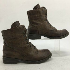 Boc Born Concept Combat Boots Womens 12 M Brown Faux Leather Lace Up Ankle Top